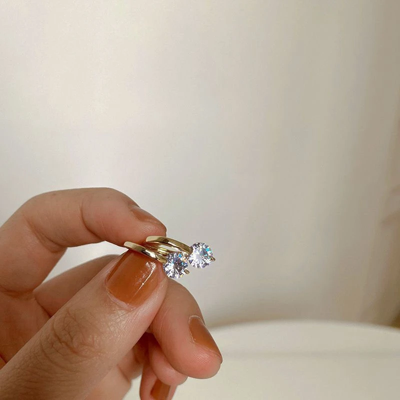 Lnngy Hoop Earrings Silver 925 Sparkling 6.5mm 1CT Moissanite Earring With Certificate For Women Lovers' Wedding Jewelry Gift