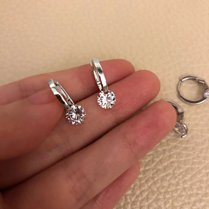 Lnngy Hoop Earrings Silver 925 Sparkling 6.5mm 1CT Moissanite Earring With Certificate For Women Lovers' Wedding Jewelry Gift
