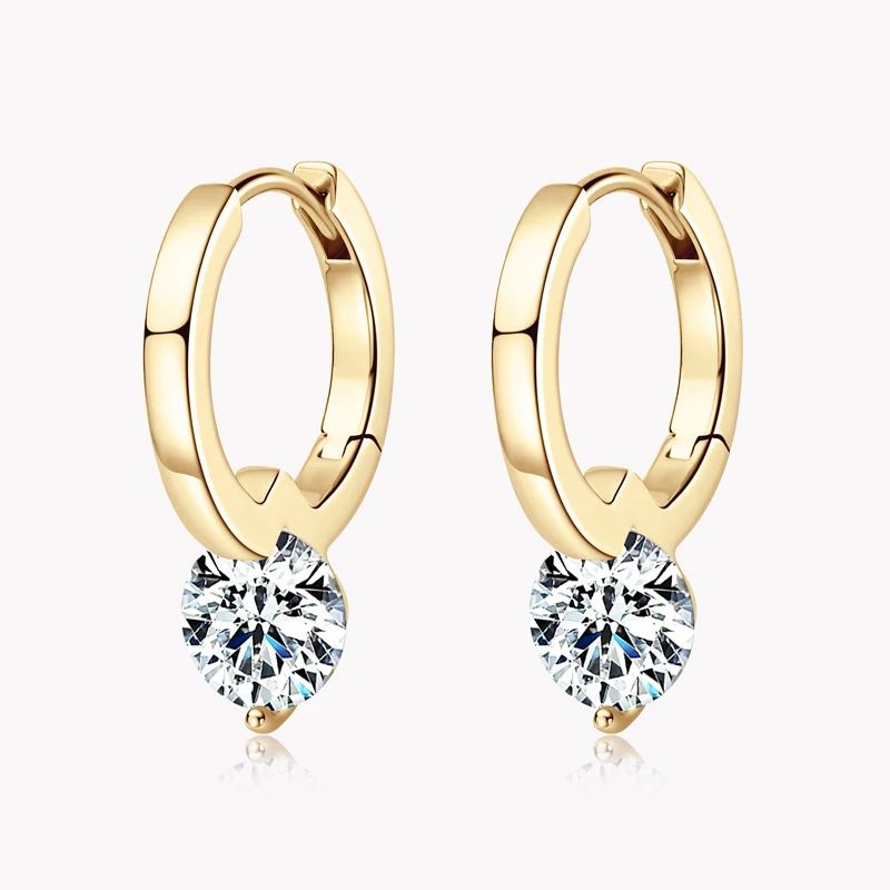 Lnngy Hoop Earrings Silver 925 Sparkling 6.5mm 1CT Moissanite Earring With Certificate For Women Lovers' Wedding Jewelry Gift