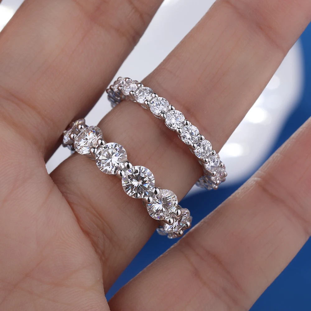 5mm D Color Moissanite Row Ring 925 Sterling Silver Diamond Wedding Band Rings For Women Certified Fine Jewelry Gift Houtros