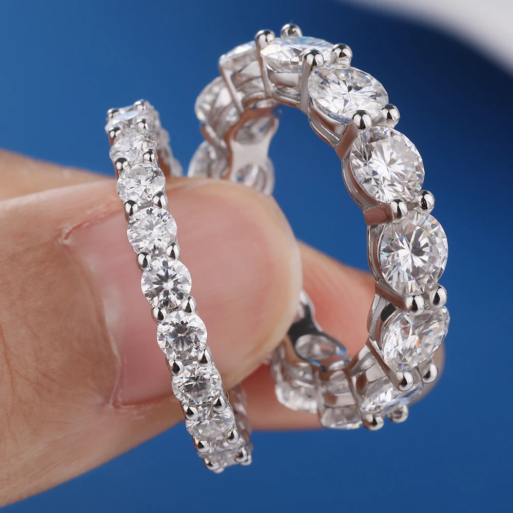 5mm D Color Moissanite Row Ring 925 Sterling Silver Diamond Wedding Band Rings For Women Certified Fine Jewelry Gift Houtros