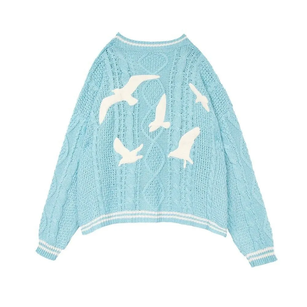 1989 Cardigan TS Seagulls Cozy Chunky Knit Oversized Button Up Sweater Jacket Women Teenagers Taylor Version T.S.