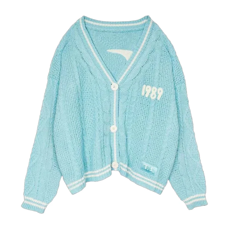 1989 Cardigan TS Seagulls Cozy Chunky Knit Oversized Button Up Sweater Jacket Women Teenagers Taylor Version T.S.