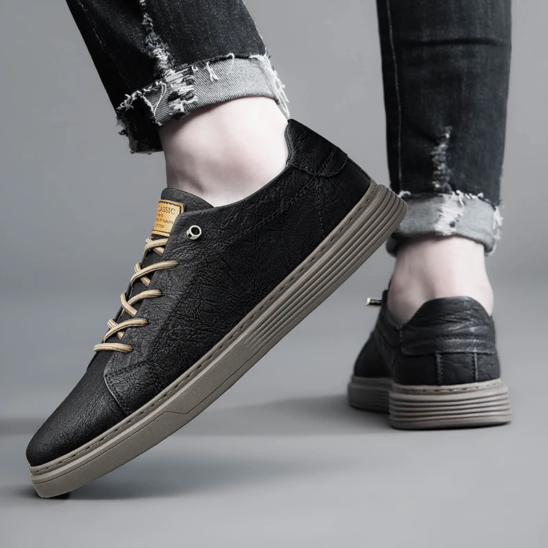 Brand Italian Genuine Leather Casual Shoes Men's Oxford Outdoor Black Jogging Shoes Men's Office Dress Shoes Big Size:36-47