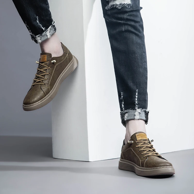 Brand Italian Genuine Leather Casual Shoes Men's Oxford Outdoor Black Jogging Shoes Men's Office Dress Shoes Big Size:36-47