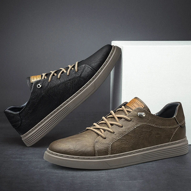 Brand Italian Genuine Leather Casual Shoes Men's Oxford Outdoor Black Jogging Shoes Men's Office Dress Shoes Big Size:36-47