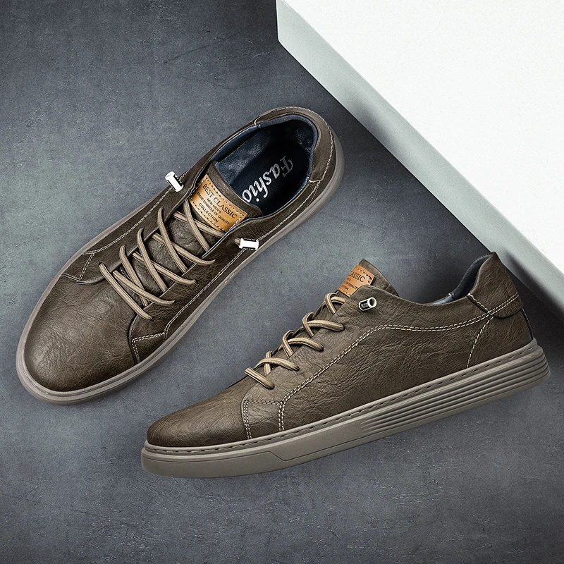 Brand Italian Genuine Leather Casual Shoes Men's Oxford Outdoor Black Jogging Shoes Men's Office Dress Shoes Big Size:36-47