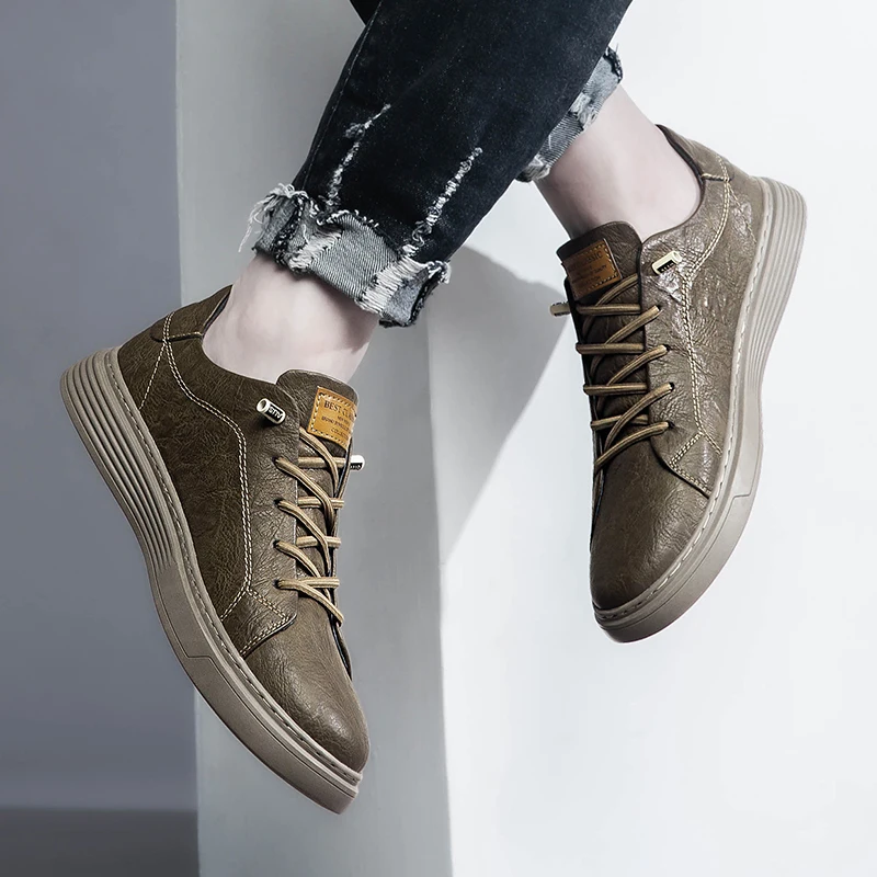 Brand Italian Genuine Leather Casual Shoes Men's Oxford Outdoor Black Jogging Shoes Men's Office Dress Shoes Big Size:36-47