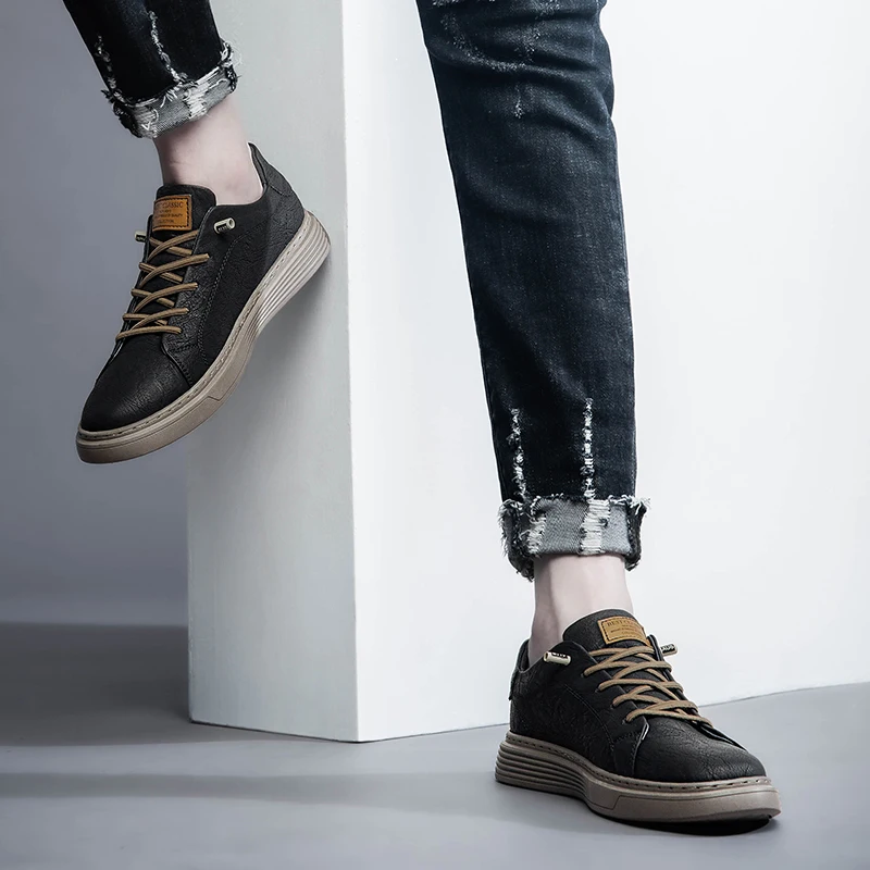 Brand Italian Genuine Leather Casual Shoes Men's Oxford Outdoor Black Jogging Shoes Men's Office Dress Shoes Big Size:36-47
