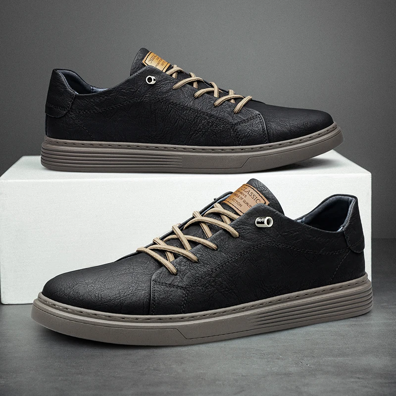 Brand Italian Genuine Leather Casual Shoes Men's Oxford Outdoor Black Jogging Shoes Men's Office Dress Shoes Big Size:36-47