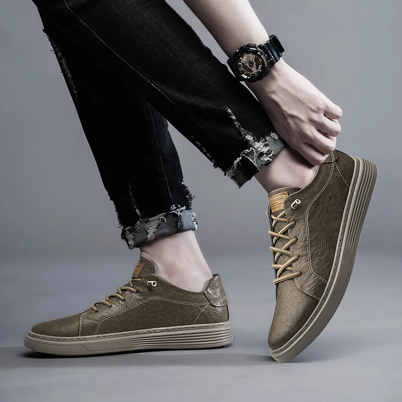 Brand Italian Genuine Leather Casual Shoes Men's Oxford Outdoor Black Jogging Shoes Men's Office Dress Shoes Big Size:36-47