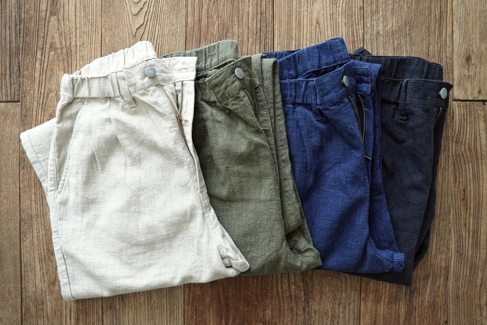 Sauce Zhan Men Pants Ramie Pants Men Summer Breathable Casual Pants Ankle-length Loose Fit Taper Leg
