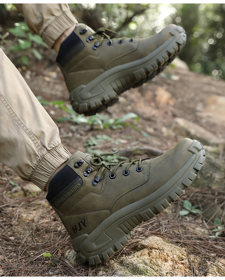 New Men's Boots Fashion Outdoor Boots Breathable Hiking Boots Autumn Shoes Sneakers Lightweight Non-slip Men Desert Ankle Boots