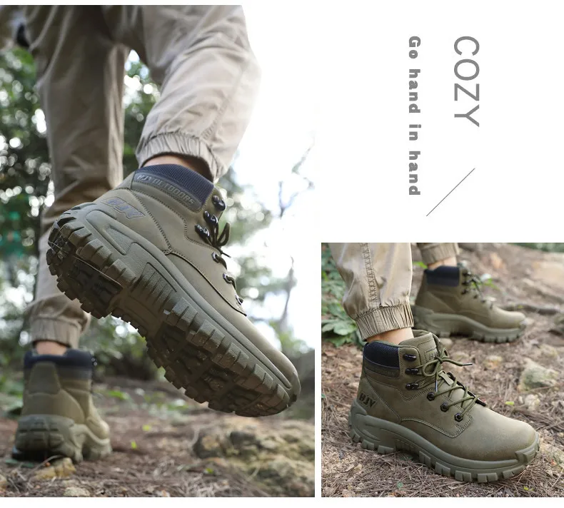 New Men's Boots Fashion Outdoor Boots Breathable Hiking Boots Autumn Shoes Sneakers Lightweight Non-slip Men Desert Ankle Boots
