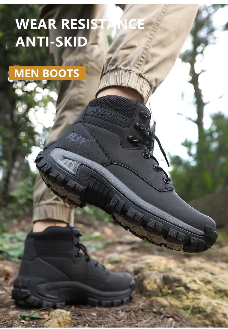 New Men's Boots Fashion Outdoor Boots Breathable Hiking Boots Autumn Shoes Sneakers Lightweight Non-slip Men Desert Ankle Boots