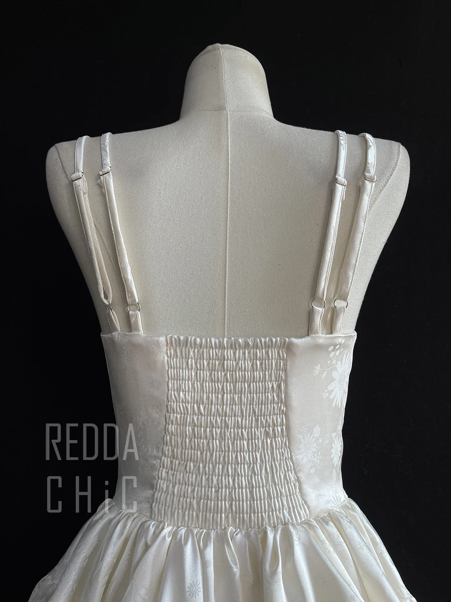 REDDACHiC Medieval Retro Satin Mini Dress & Lace Shorts Coquette Floral Corset Camisole Rompers Date Party Summer Women Clothes