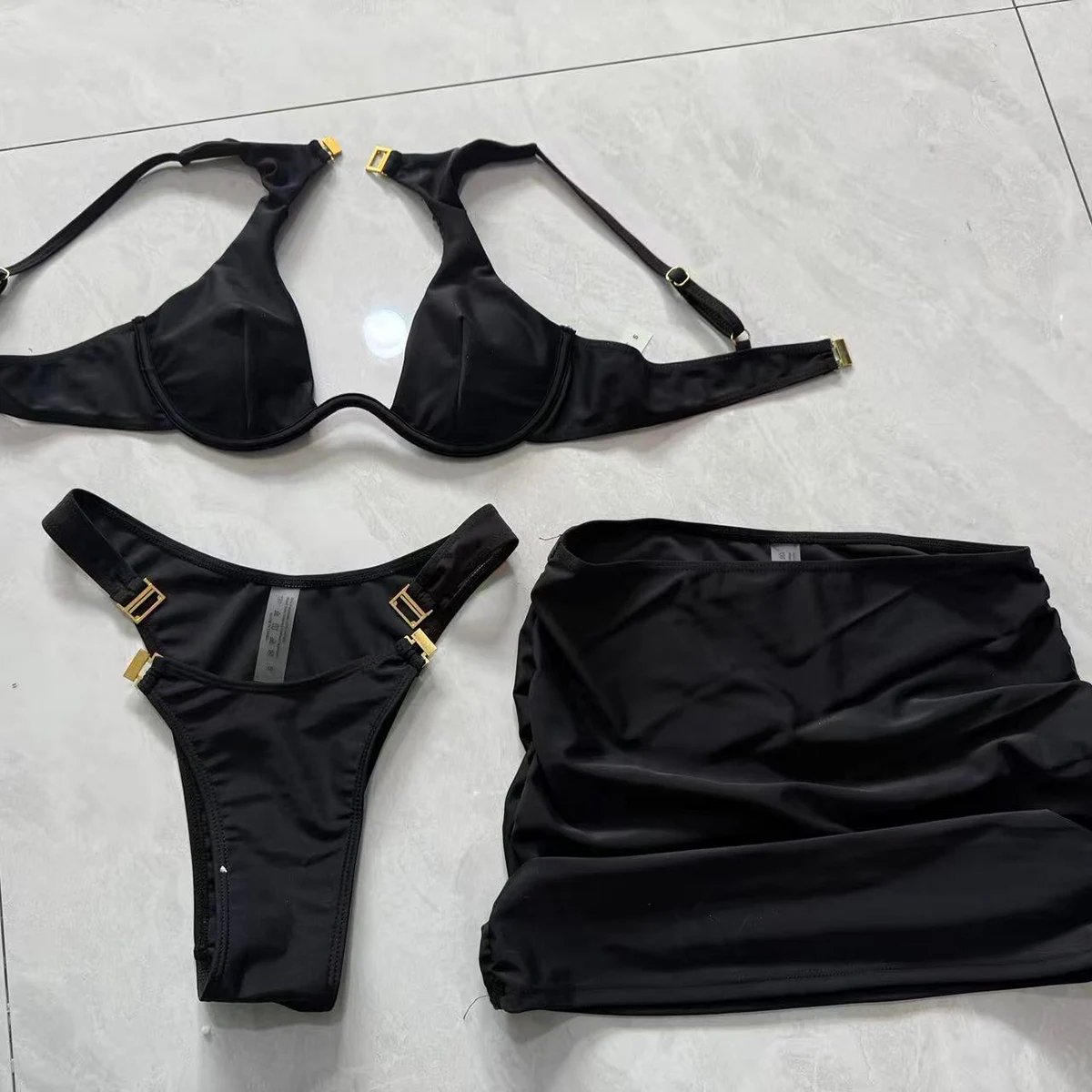 3 Pieces Bikini 2025 Sexy Women Swimsuit Swimwear Female Bikini Set Push Up Beachwear Bathing Suit Skirt Swimming Suit Cover Ups