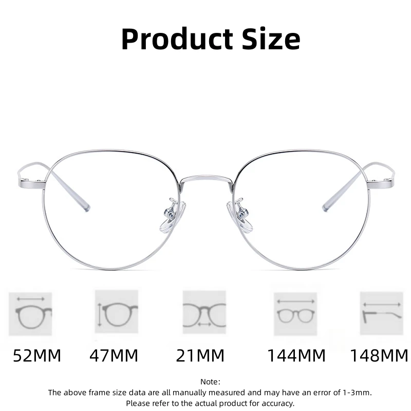 FIRADA Fashion Comfort Eyewear Luxury Retro Round Titanium Glasses Optical Prescription Eyeglasses Frame For Men Women 2A66-C