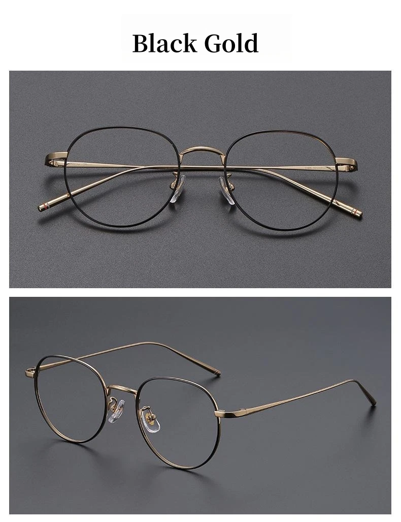 FIRADA Fashion Comfort Eyewear Luxury Retro Round Titanium Glasses Optical Prescription Eyeglasses Frame For Men Women 2A66-C