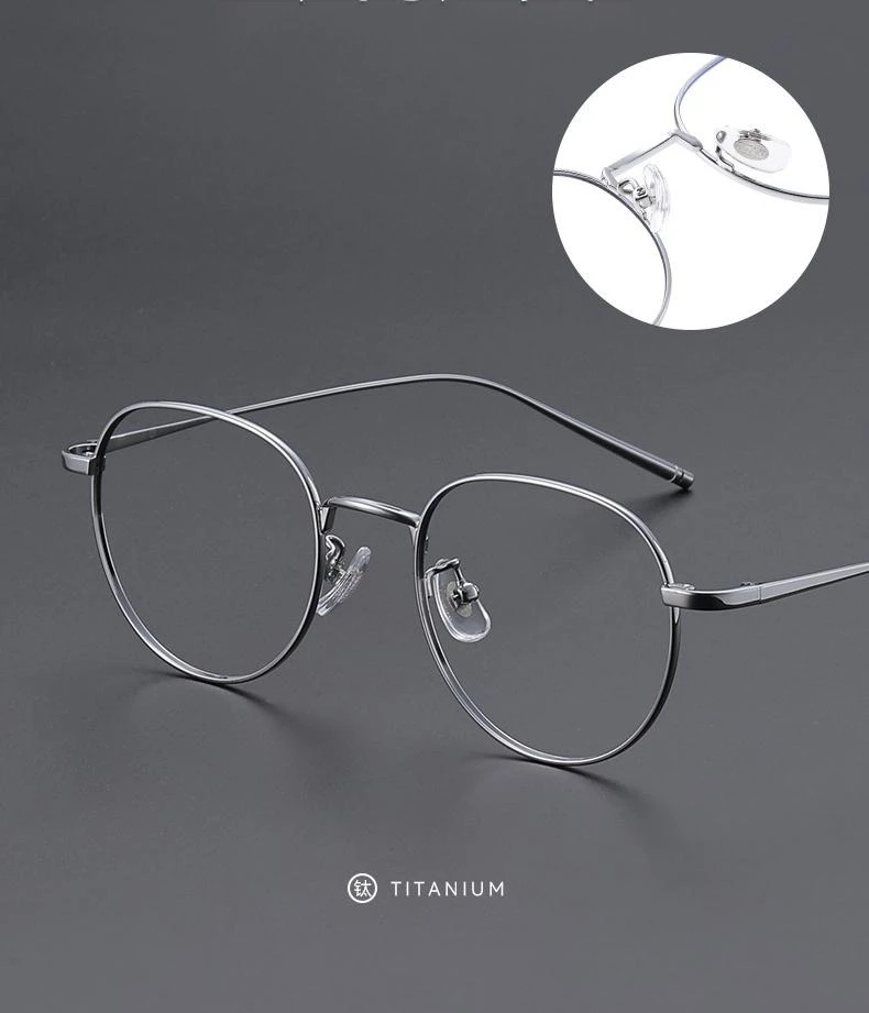 FIRADA Fashion Comfort Eyewear Luxury Retro Round Titanium Glasses Optical Prescription Eyeglasses Frame For Men Women 2A66-C