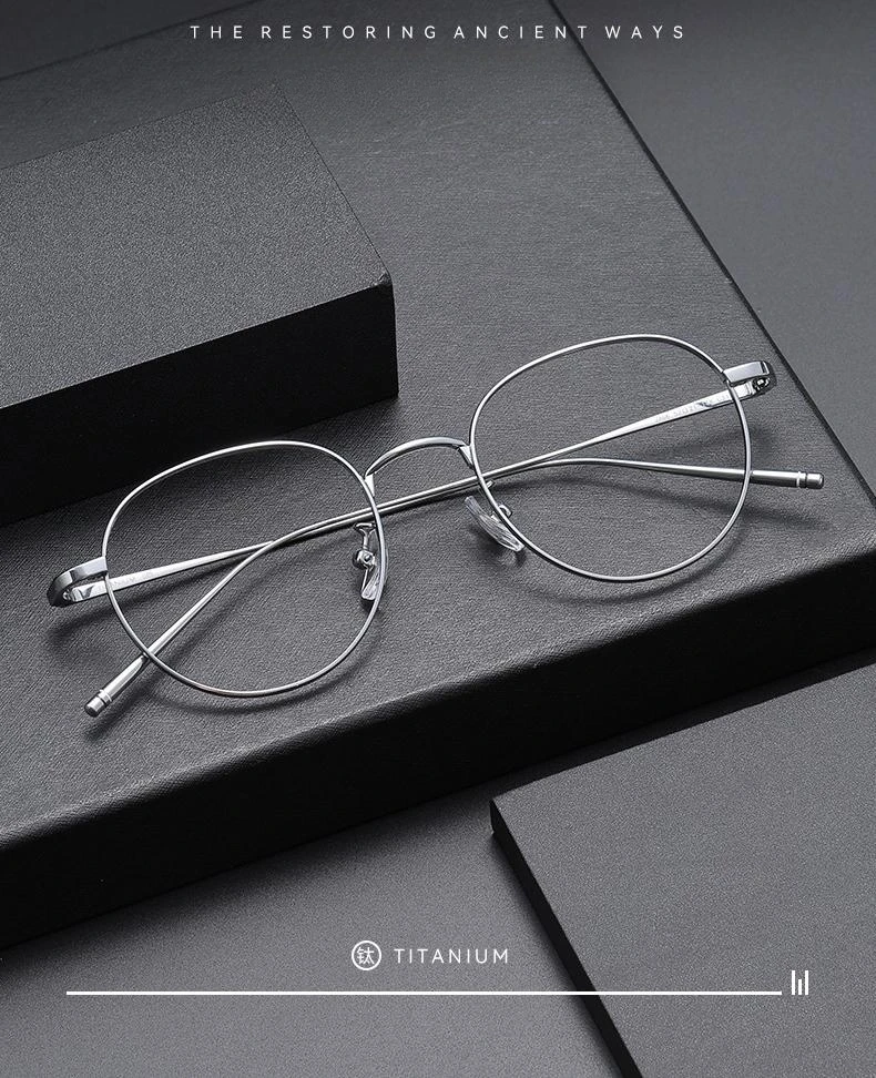 FIRADA Fashion Comfort Eyewear Luxury Retro Round Titanium Glasses Optical Prescription Eyeglasses Frame For Men Women 2A66-C
