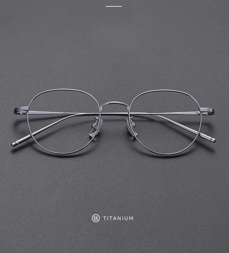 FIRADA Fashion Comfort Eyewear Luxury Retro Round Titanium Glasses Optical Prescription Eyeglasses Frame For Men Women 2A66-C