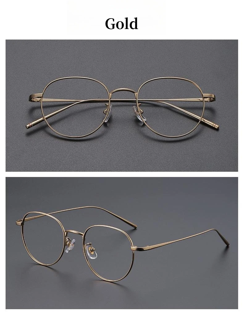 FIRADA Fashion Comfort Eyewear Luxury Retro Round Titanium Glasses Optical Prescription Eyeglasses Frame For Men Women 2A66-C