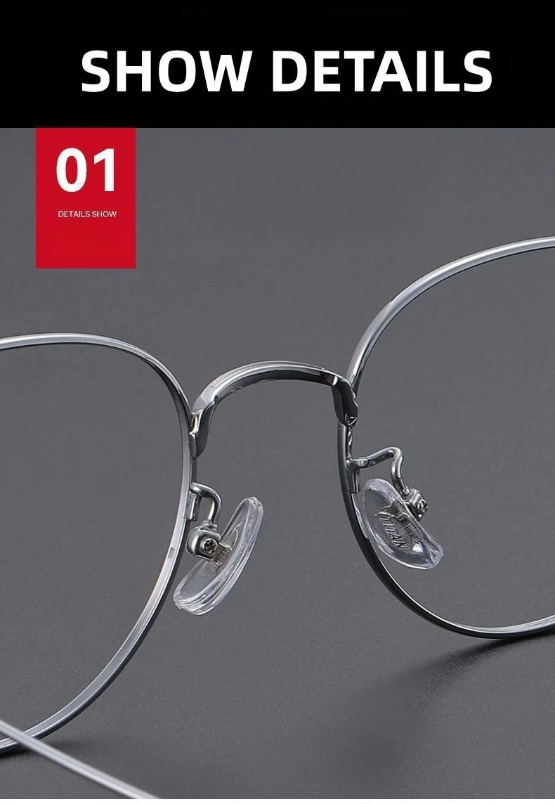 FIRADA Fashion Comfort Eyewear Luxury Retro Round Titanium Glasses Optical Prescription Eyeglasses Frame For Men Women 2A66-C