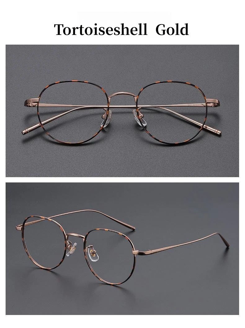 FIRADA Fashion Comfort Eyewear Luxury Retro Round Titanium Glasses Optical Prescription Eyeglasses Frame For Men Women 2A66-C