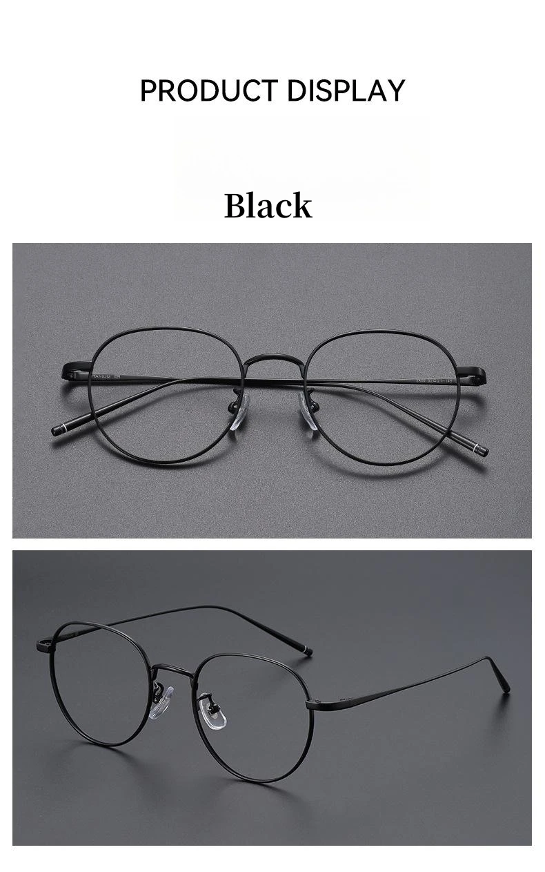 FIRADA Fashion Comfort Eyewear Luxury Retro Round Titanium Glasses Optical Prescription Eyeglasses Frame For Men Women 2A66-C
