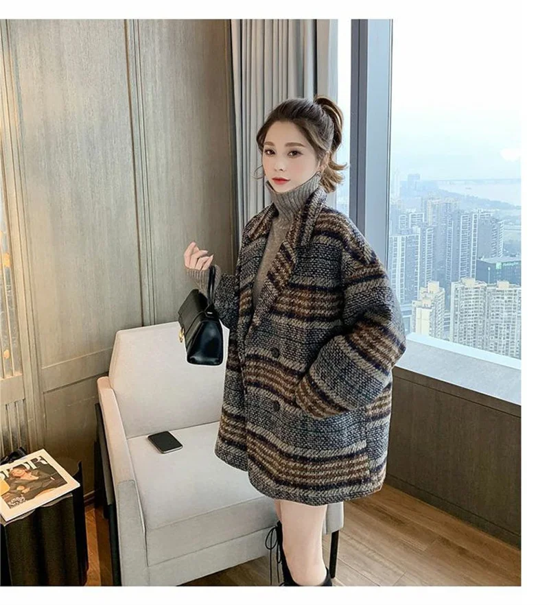 Checkered Coat for Women 2025 Spring New Korean Edition Retro Western Style Reduced Age Small Fragrant Whisper Coat for Women WF