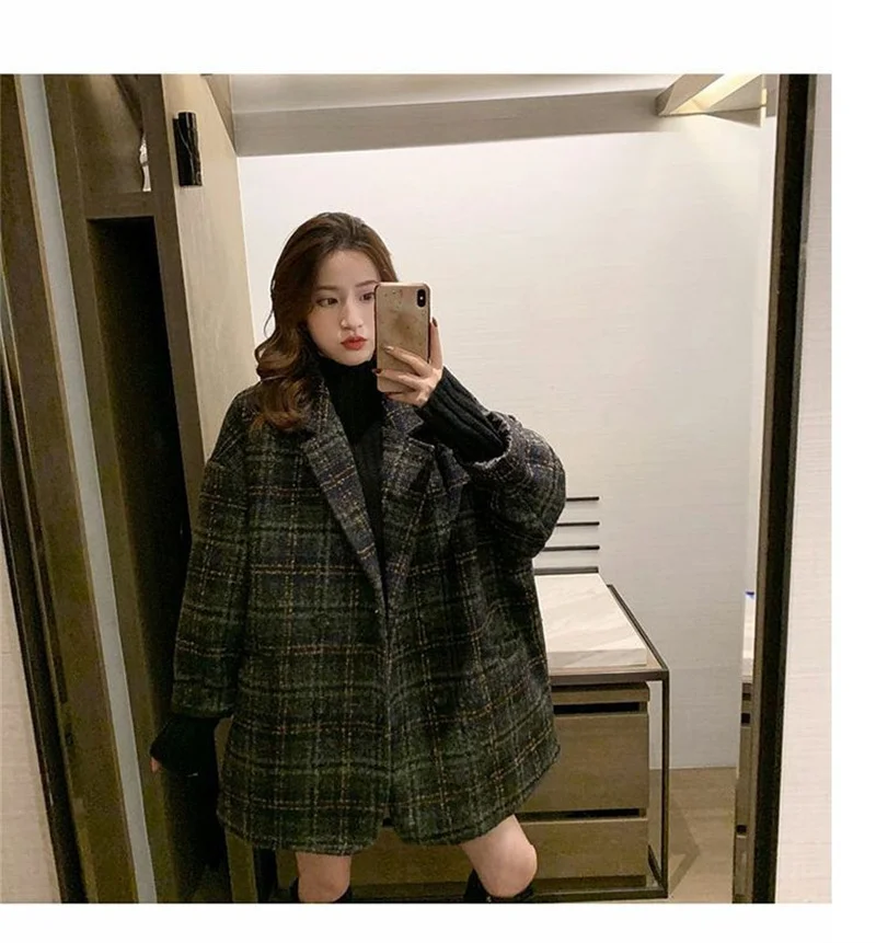 Checkered Coat for Women 2025 Spring New Korean Edition Retro Western Style Reduced Age Small Fragrant Whisper Coat for Women WF