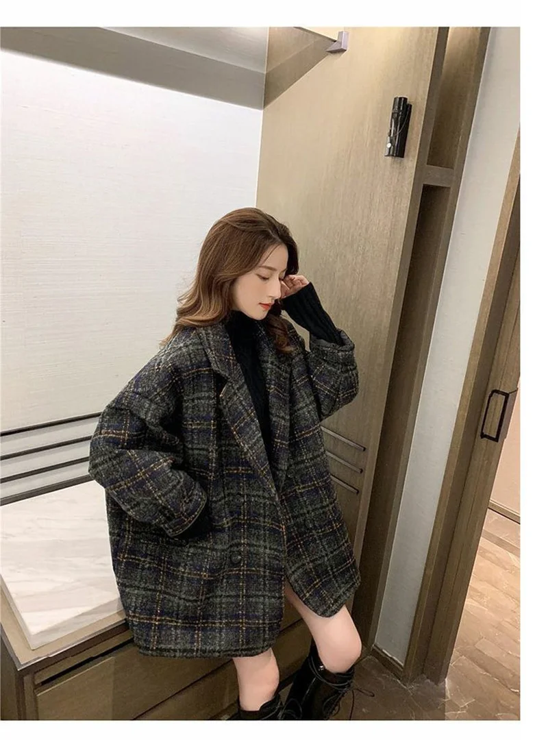 Checkered Coat for Women 2025 Spring New Korean Edition Retro Western Style Reduced Age Small Fragrant Whisper Coat for Women WF