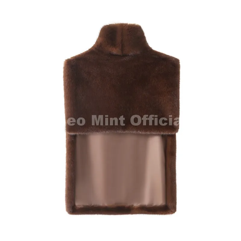 Neo Mint 2025 Brand Fashion Faux Fur Sable Vest Crop Top Autumn Winter Turtleneck Eco Mink Fur Tank Tops Sleeveless Jacket Coat
