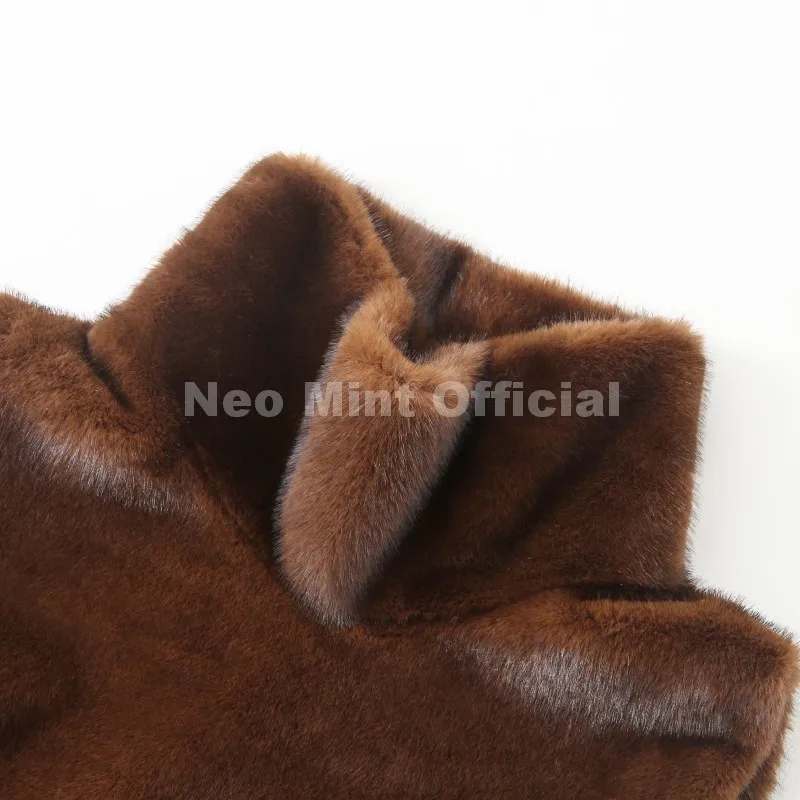 Neo Mint 2025 Brand Fashion Faux Fur Sable Vest Crop Top Autumn Winter Turtleneck Eco Mink Fur Tank Tops Sleeveless Jacket Coat