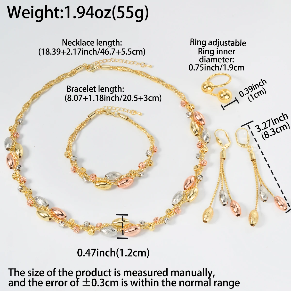 Pearl Pendant 4pcs Jewelry Set Colorful Beads Necklace Bracelet Earrings Ring Bridal Wedding Set Luxury Jewelry Accessories