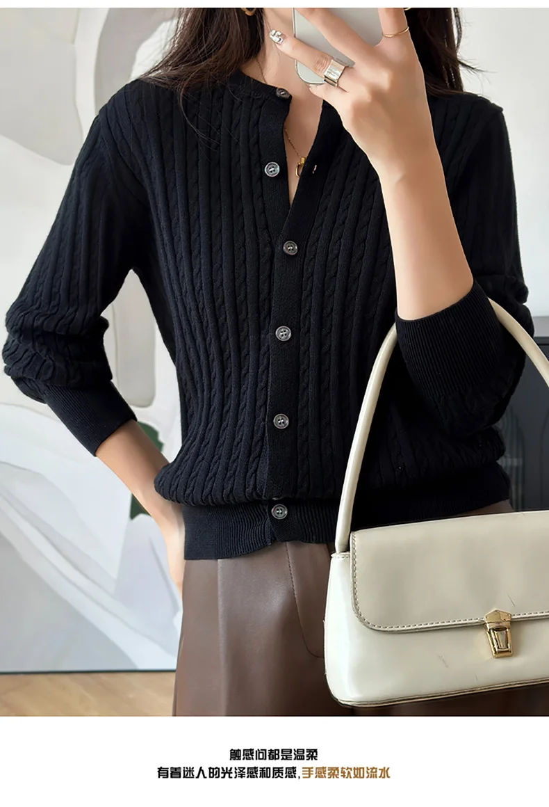 YTFidio 100% Cotton Women O-neck Twisted Flower Solid Cardigan Luxury Designer Clothing Woman Pullover Female Tops 392