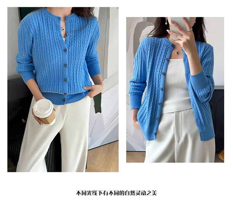 YTFidio 100% Cotton Women O-neck Twisted Flower Solid Cardigan Luxury Designer Clothing Woman Pullover Female Tops 392