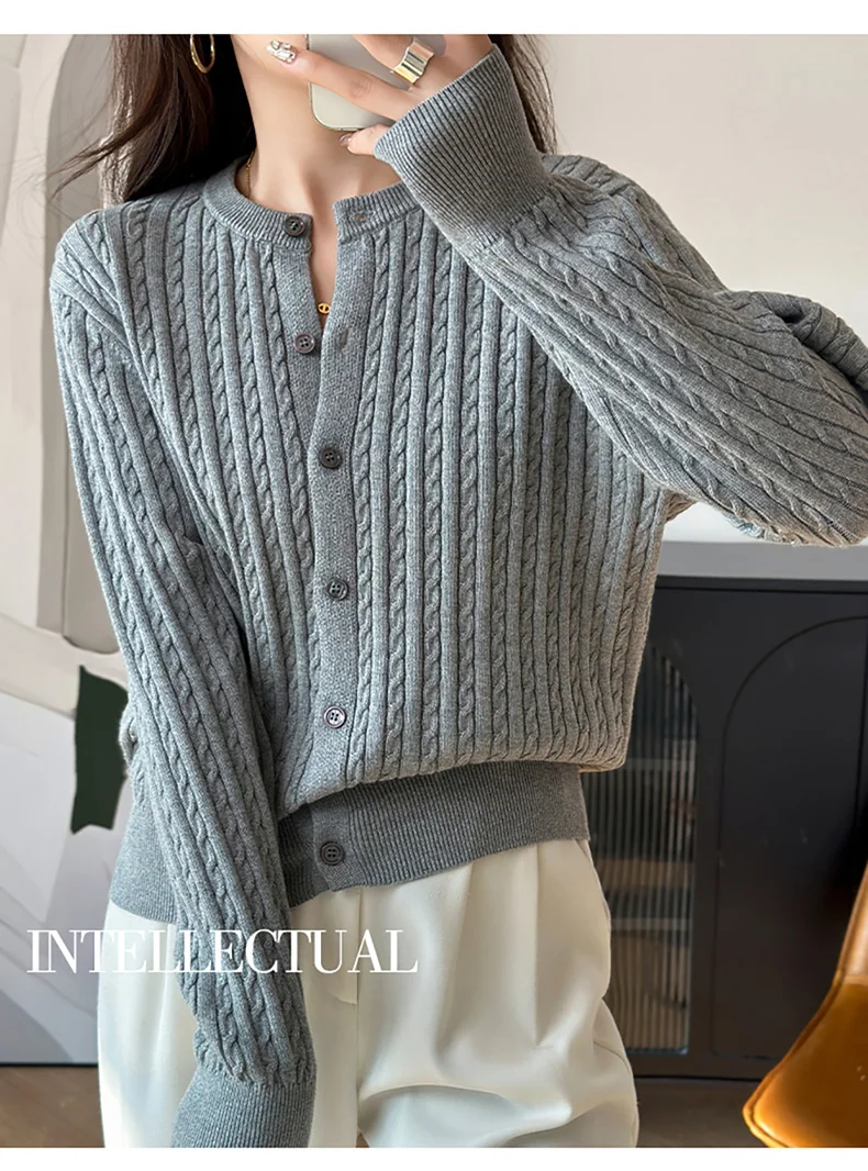 YTFidio 100% Cotton Women O-neck Twisted Flower Solid Cardigan Luxury Designer Clothing Woman Pullover Female Tops 392
