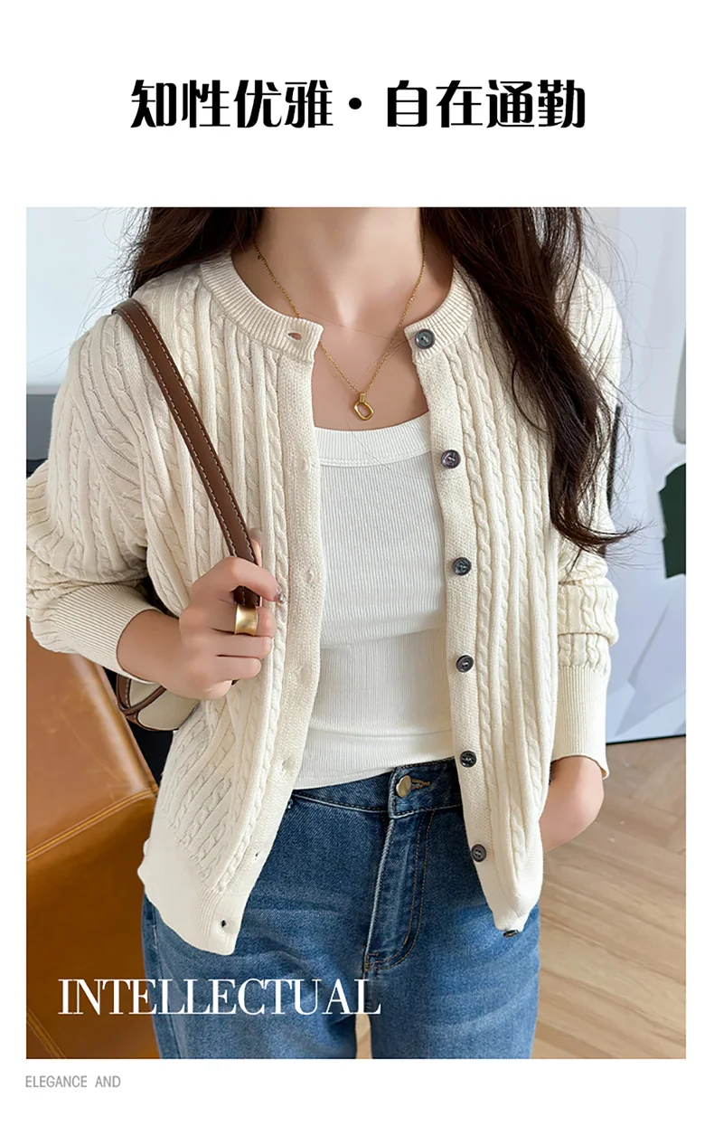 YTFidio 100% Cotton Women O-neck Twisted Flower Solid Cardigan Luxury Designer Clothing Woman Pullover Female Tops 392
