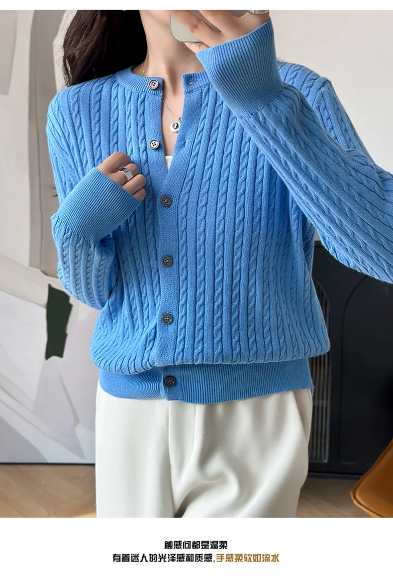 YTFidio 100% Cotton Women O-neck Twisted Flower Solid Cardigan Luxury Designer Clothing Woman Pullover Female Tops 392