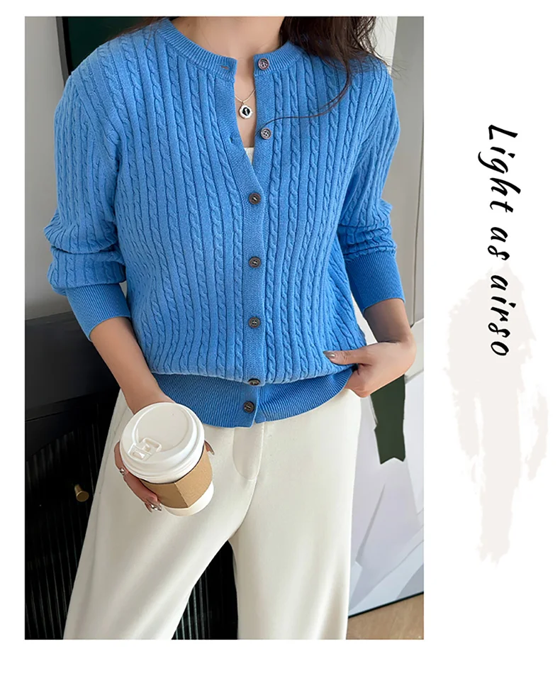 YTFidio 100% Cotton Women O-neck Twisted Flower Solid Cardigan Luxury Designer Clothing Woman Pullover Female Tops 392