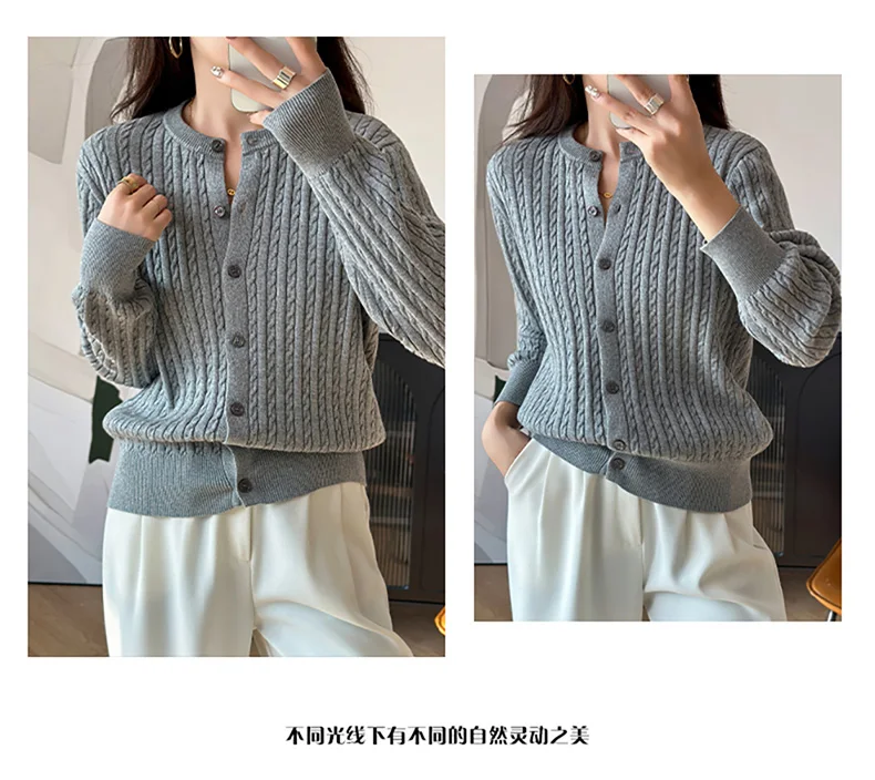 YTFidio 100% Cotton Women O-neck Twisted Flower Solid Cardigan Luxury Designer Clothing Woman Pullover Female Tops 392