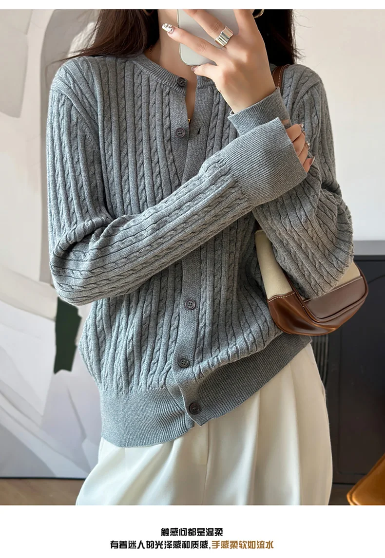 YTFidio 100% Cotton Women O-neck Twisted Flower Solid Cardigan Luxury Designer Clothing Woman Pullover Female Tops 392