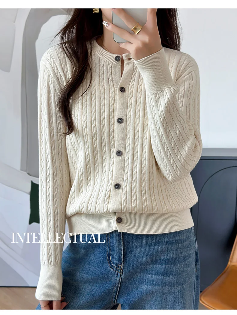YTFidio 100% Cotton Women O-neck Twisted Flower Solid Cardigan Luxury Designer Clothing Woman Pullover Female Tops 392