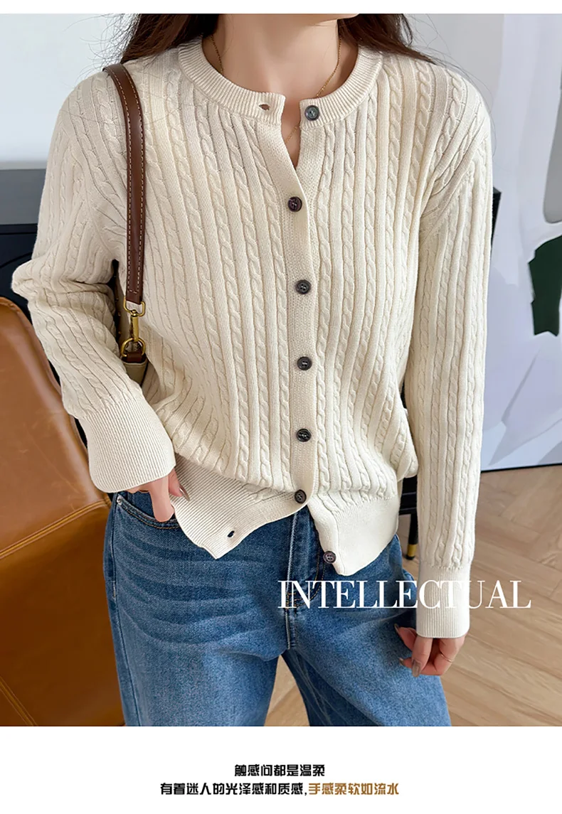 YTFidio 100% Cotton Women O-neck Twisted Flower Solid Cardigan Luxury Designer Clothing Woman Pullover Female Tops 392