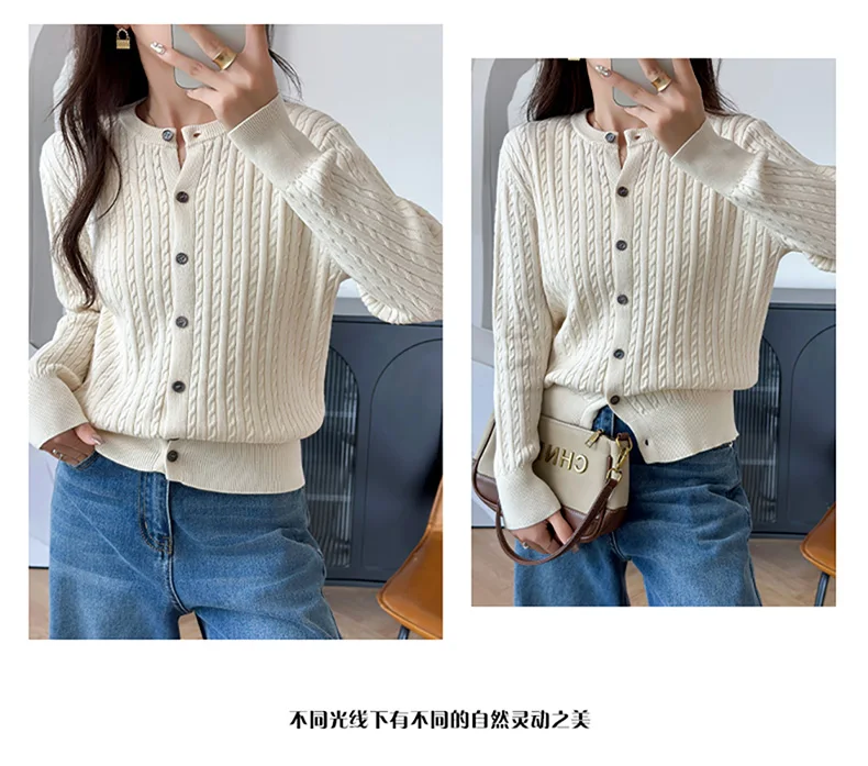 YTFidio 100% Cotton Women O-neck Twisted Flower Solid Cardigan Luxury Designer Clothing Woman Pullover Female Tops 392