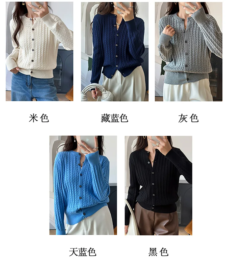 YTFidio 100% Cotton Women O-neck Twisted Flower Solid Cardigan Luxury Designer Clothing Woman Pullover Female Tops 392