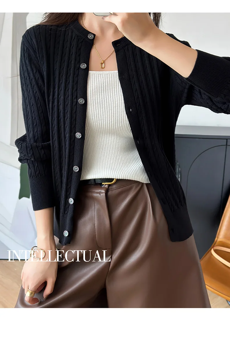 YTFidio 100% Cotton Women O-neck Twisted Flower Solid Cardigan Luxury Designer Clothing Woman Pullover Female Tops 392