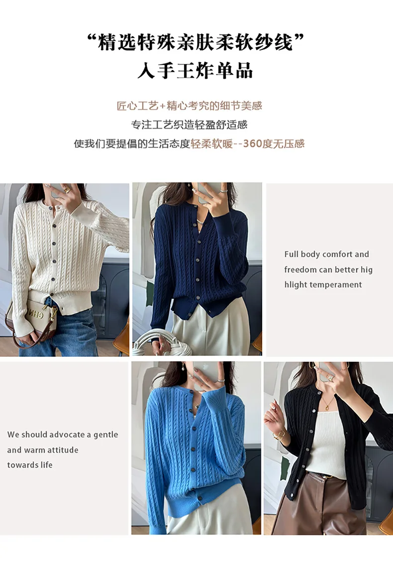 YTFidio 100% Cotton Women O-neck Twisted Flower Solid Cardigan Luxury Designer Clothing Woman Pullover Female Tops 392
